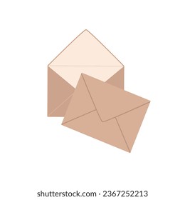 Sobres retro sobre fondo blanco aislado.Dibujo ilustrativo tipo plano.
