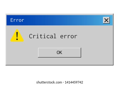 Retro error message. Old dialog box of system failure notification