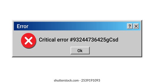 Retro error warning information message. Alert notification on your computer. System failure notification.