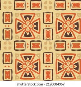 Retro Ethnic geometrical pattern, vector seamless background for wrapping paper, web, cover, fabric, textile, curtains.