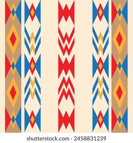 Retro Ethno Tribal Aztec African Muster Nahtloser Hintergrund für Stoff und Textil, 2D Illustration