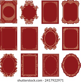 Retro European style decorative borders, vintage, art nouveau, vector data