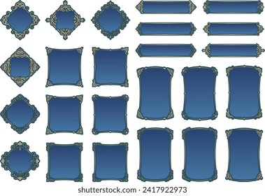 Retro European style decorative borders, vintage, art nouveau, vector data