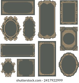 Retro European style decorative borders, vintage, art nouveau, vector data