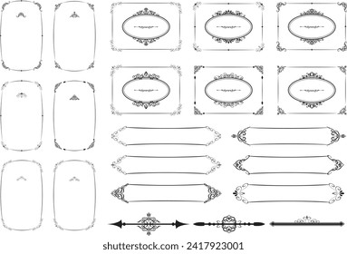 Retro European style decorative borders, vintage, art nouveau, vector data