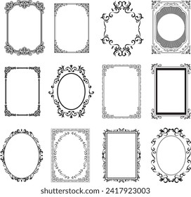 Retro European style decorative borders, vintage, art nouveau, vector data