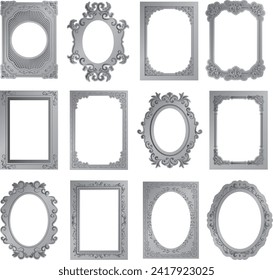 Retro European style decorative borders, vintage, art nouveau, vector data