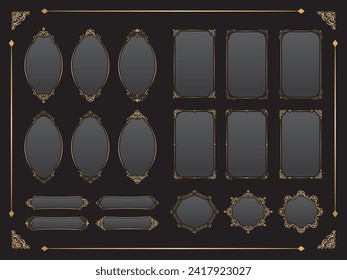 Retro European style decorative borders, vintage, art nouveau, vector data