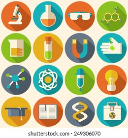 Retro experiments in a science chemistry laboratory icon concept. Vector illustration design template for web and mobile