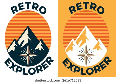 Retro Explorer Badge Vector | Vintage Mountain Adventure Emblem Design for Outdoor Logos, Stickers, and Apparel