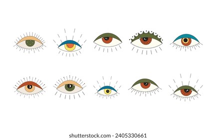 Conjunto de elementos de iluminación de ojos retro