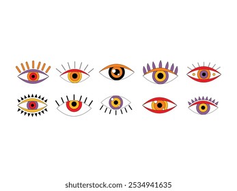 Conjunto de elementos de ilustración de ojos retro