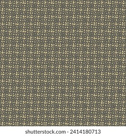 Retro fabric with a checked tweed pattern. Black cloth with yellow flecks. Textile material for suits, jackets, blazers, skirts, trousers and others. Vector seamless.