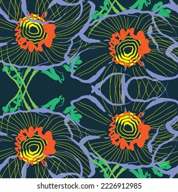 Retro fabric of floral pattern. Suit for ornament, decoration, textile, graphic wallpaper.