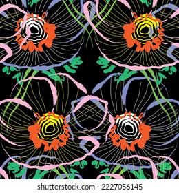 Tela retro de patrón floral. Suit para adorno, decoración, textil, papel pintado gráfico.