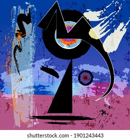 retro face illustration, modern art style, with paint strokes and splashes
