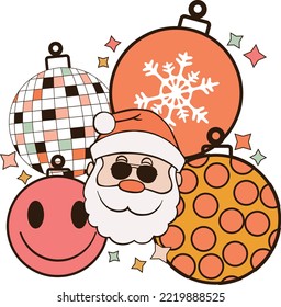 Retro Face Santa With Christmas Ball