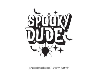 Retro Fall Halloween Varsity Spooky Dude T shirt Design