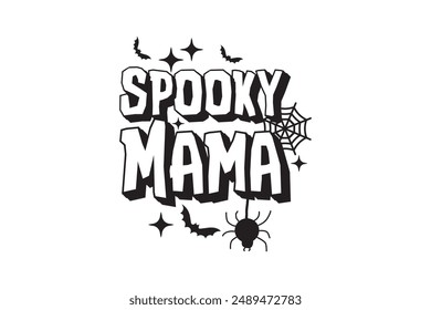 Retro Fall PNG Halloween Spooky Mama T shirt Design