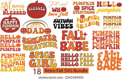 Retro Fall SVG Bundle.This is an editable EPS vector file.