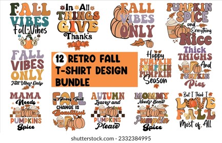 Retro Fall T-Shirt Design Bundle