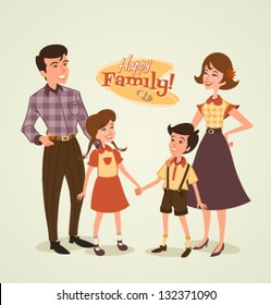 Retro family illustration