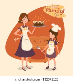 Retro Family Illustration