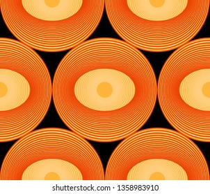 retro fantasy geometric seamless pattern in orange and black