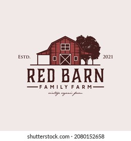 Retro farm barn logo illustration design template inspiration