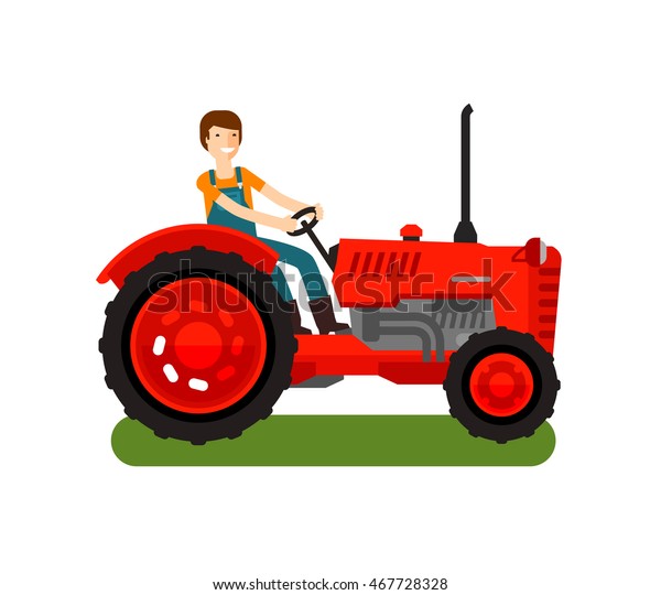 Retro farm\
tractor icon. Cartoon vector\
illustration