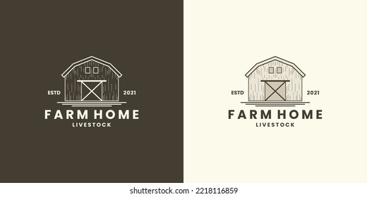 retro the farmer house logo design template