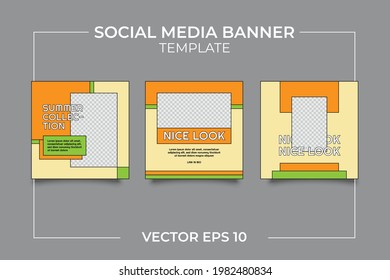 Retro fashion social media post template. modern promotion square web banner for social media.