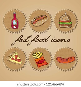 Retro Fast Food Icons Labels. Vector collection