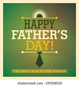 Retro father's day card in color. Vector illustration.