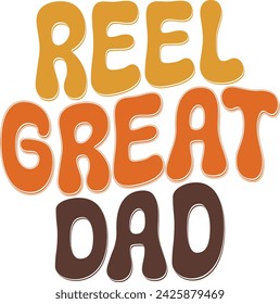 Retro Father's Day Sublimation Design. Groovy Bold Colorful Typography on White Background for ready to print on T-shirts, mugs, bags, pillows and more.
