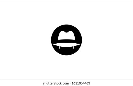 Retro fedora hat logo icon. Hipster cap symbol. Hacker, mafia or gangster concept Vector logo