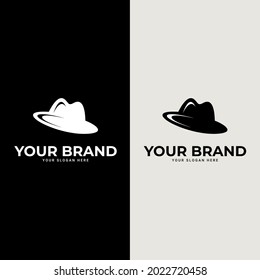 Retro fedora hat logo icon. Icon Concept, Vector Logo Design. suitable for company logo, print, digital, icon, apps, and other marketing material purpose. hat logo set