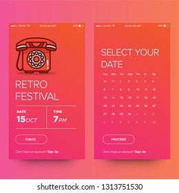 Retro Fest Booking App Interface Design