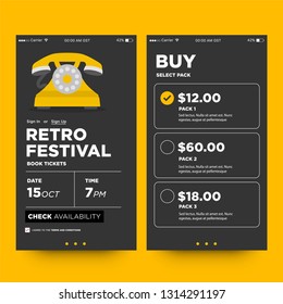 Retro Festival Booking App Interface Design