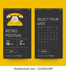 Retro Festival Booking App Interface Design