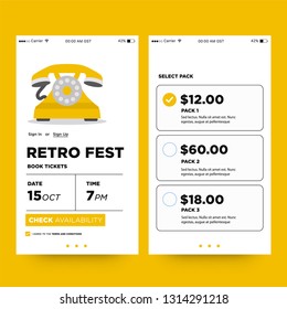 Retro Festival Booking App Interface Design