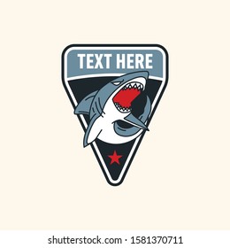 Retro fierce shark emblem logo template