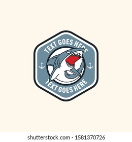 Retro fierce shark emblem logo template