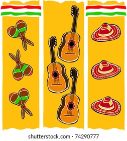 Retro Fiesta Celebration Essentials Collage Vector Illustration