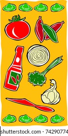 Retro Fiesta Cooking Essentials Collage Vector Illustration