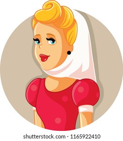 Retro Fifties Fashion Woman Wearing Headscarf. Beautiful retro girl wearing vintage fashion costume
