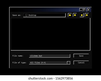 Retro file explorer interface in modern dark mode theme