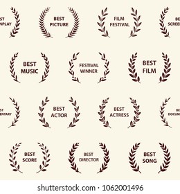 Retro film award wreaths. Seamless pattern. Vector illustration.