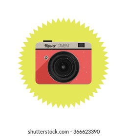 Retro film camera in flat design. Vector illustration of hipster camera.