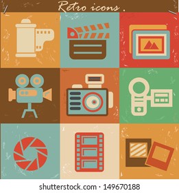 Retro Film & Camera icons,vector